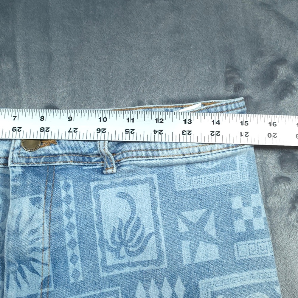 Rip Curl Wide Leg Tropical Stamp Print Jeans Light Wash Blue Size 30x25 04LWPA - Picture 5 of 10